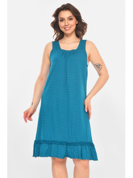 Ночная рубашка женская полубатальная бирюзового цвета с принтом 338 211295C