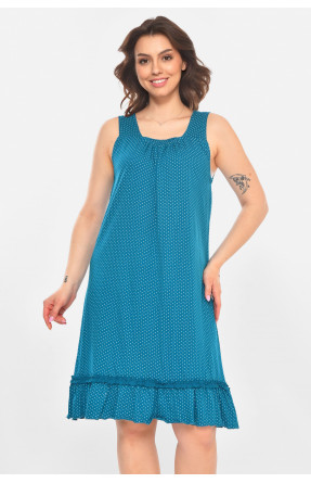 Ночная рубашка женская полубатальная бирюзового цвета с принтом 338 211295C