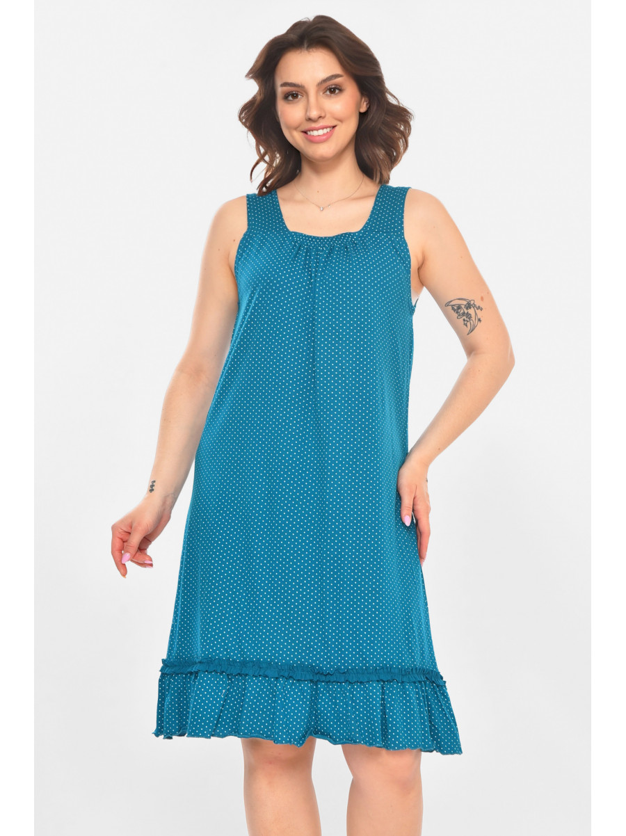 Ночная рубашка женская полубатальная бирюзового цвета с принтом 338 211295C