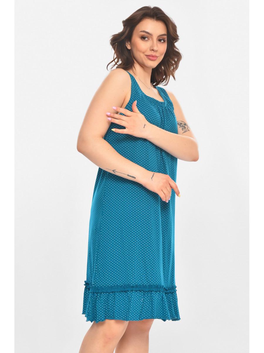 Ночная рубашка женская полубатальная бирюзового цвета с принтом 338 211295C