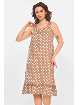 Нічна сорочка жіноча напівбатальна бежевого кольору з принтом 338 211300C