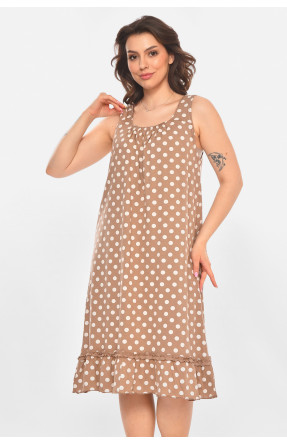 Ночная рубашка женская полубатальная бежевого цвета с принтом 338 211300C