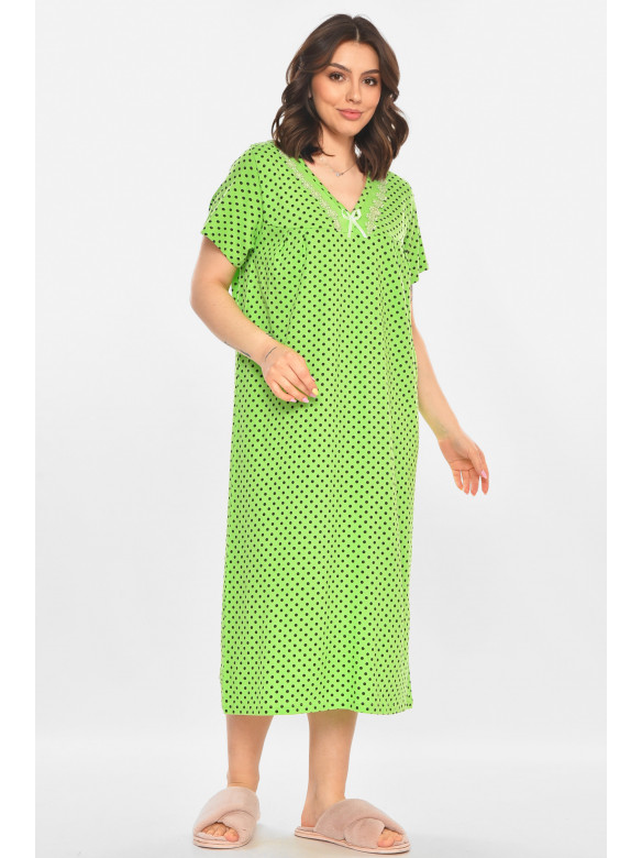 Ночная рубашка женская полубатальная салатового цвета с принтом 603 211301C