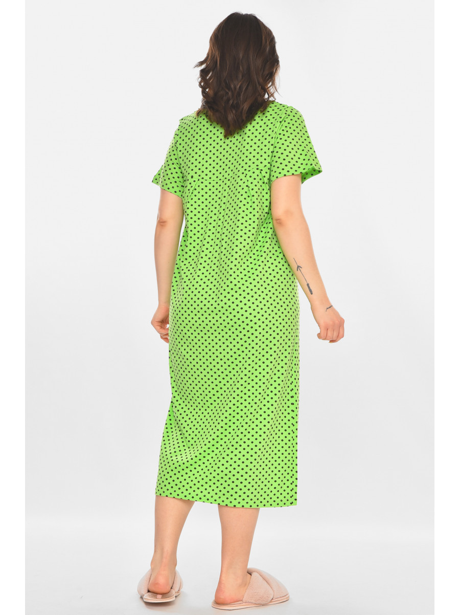 Ночная рубашка женская полубатальная салатового цвета с принтом 603 211301C