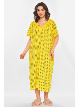 Ночная рубашка женская полубатальная желтого цвета с принтом 603 211302C