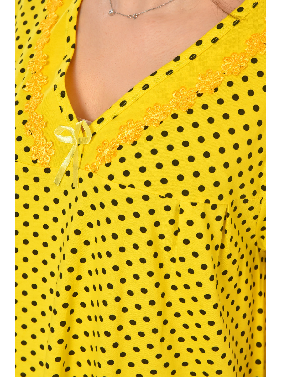 Ночная рубашка женская полубатальная желтого цвета с принтом 603 211302C