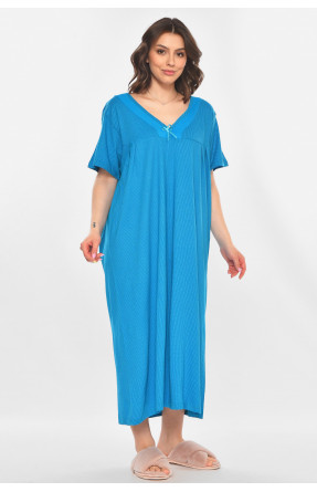 Ночная рубашка женская полубатальная тёмно-голубого цвета с принтом 603 211304C