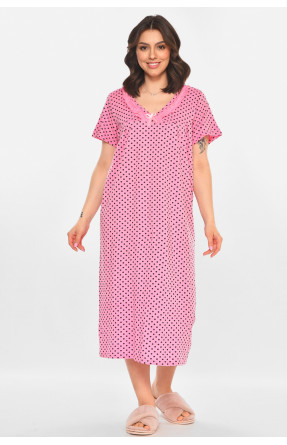 Ночная рубашка женская полубатальная розового цвета с принтом 603 211312C
