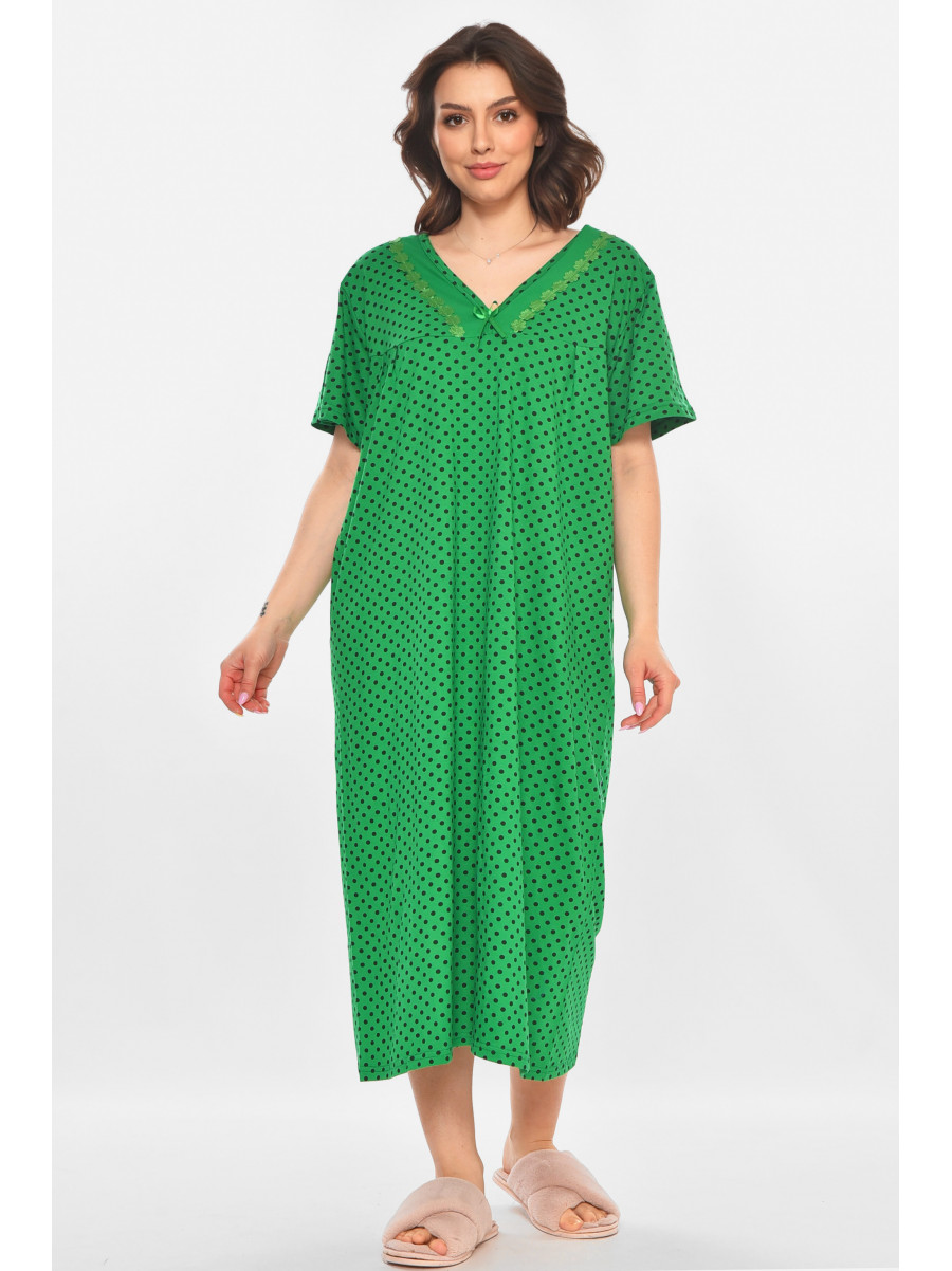 Ночная рубашка женская полубатальная зеленого цвета с принтом 603 211313C