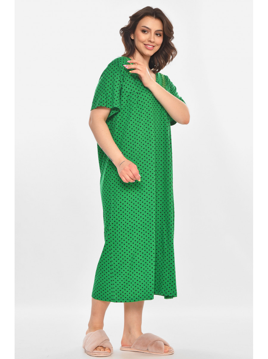 Ночная рубашка женская полубатальная зеленого цвета с принтом 603 211313C