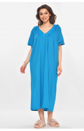 Ночная рубашка женская полубатальная тёмно-голубого цвета с принтом 603 211314C