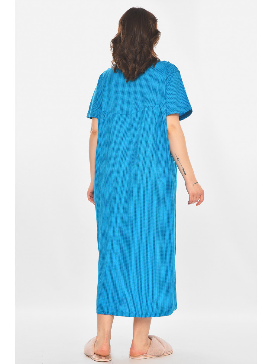 Ночная рубашка женская полубатальная тёмно-голубого цвета с принтом 603 211314C