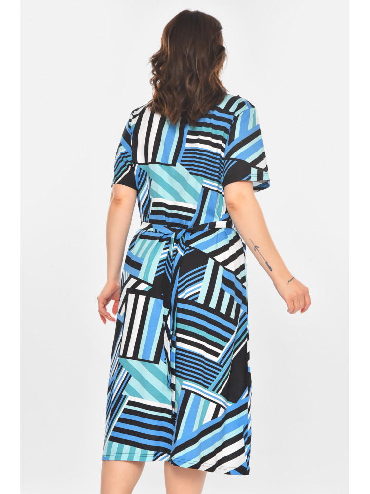 Халат женский полубатальный черного цвета с принтом AN-3081 211316C