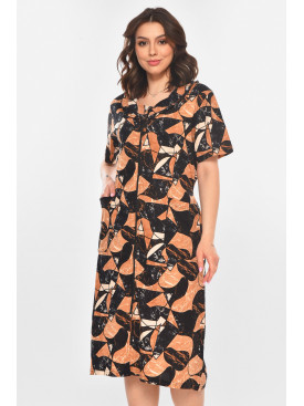 Халат жіночий напівбатальний коричневого кольору з принтом AN-3081 211317C