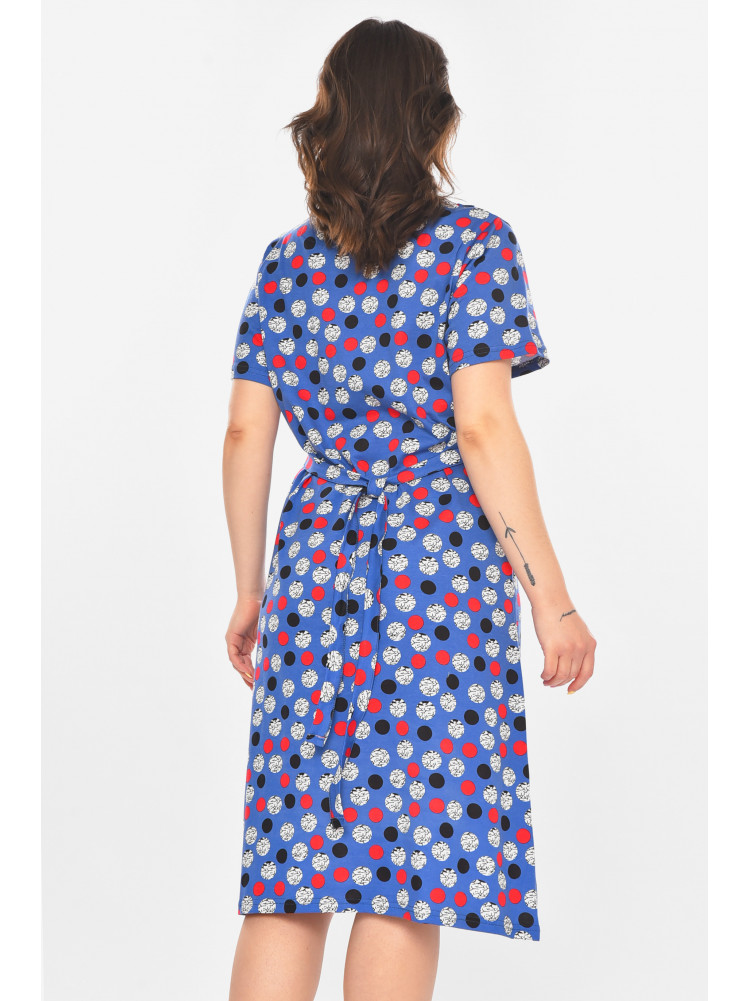 Халат женский полубатальный синего цвета с принтом AN-3081 211318C