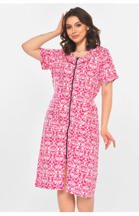 Халат женский полубатальный розового цвета с принтом AN-3081 211319C