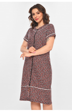 Халат женский полубатальный черного цвета с принтом AN-3387 211321C