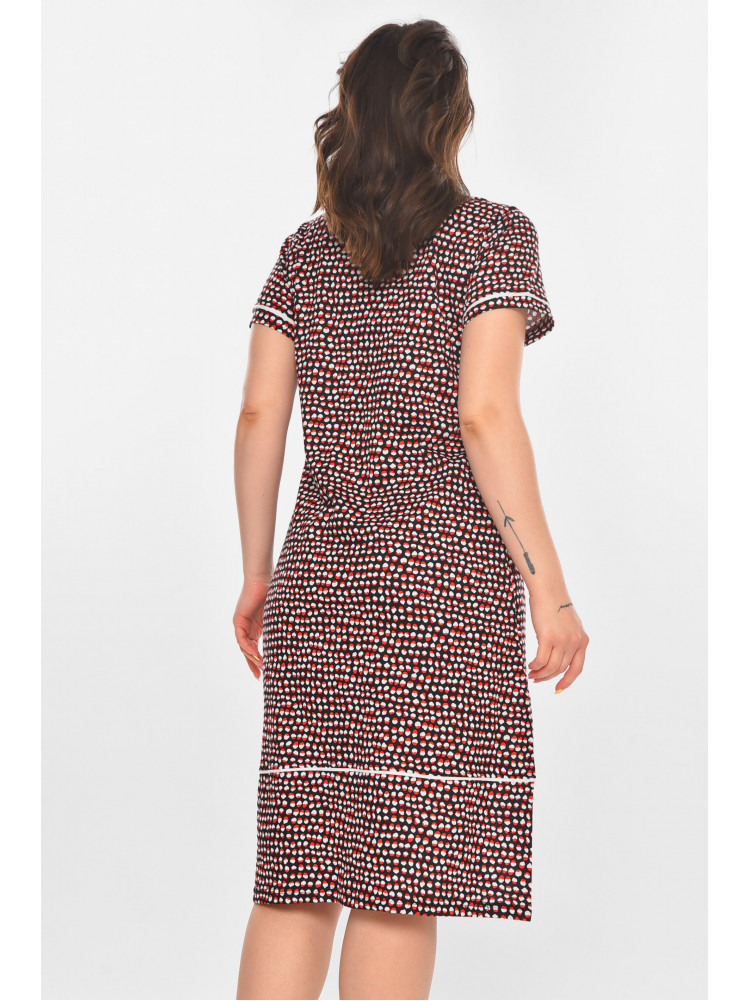 Халат женский полубатальный черного цвета с принтом AN-3387 211321C