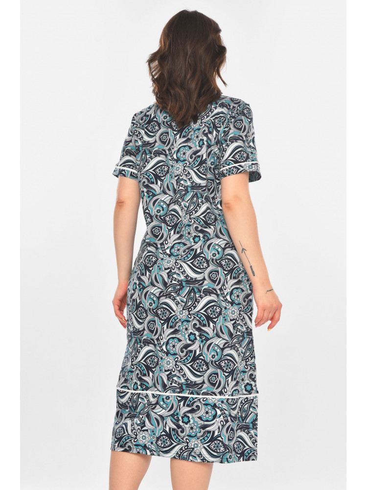 Халат женский полубатальный тёмно-синего цвета с принтом AN-3387 211323C