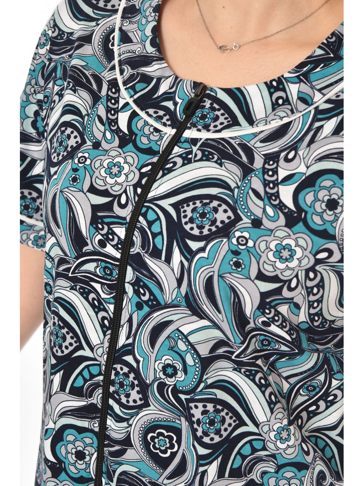 Халат женский полубатальный тёмно-синего цвета с принтом AN-3387 211323C