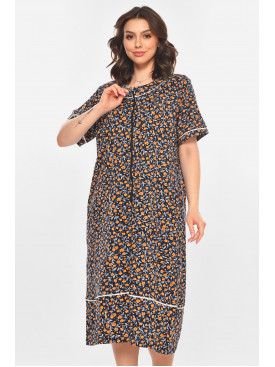 Халат жіночий напівбатальний темно-синього кольору з принтом AN-3387 211325C