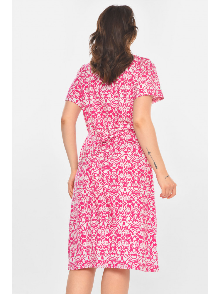 Халат женский полубатальный розового цвета с принтом AN-3050 211327C