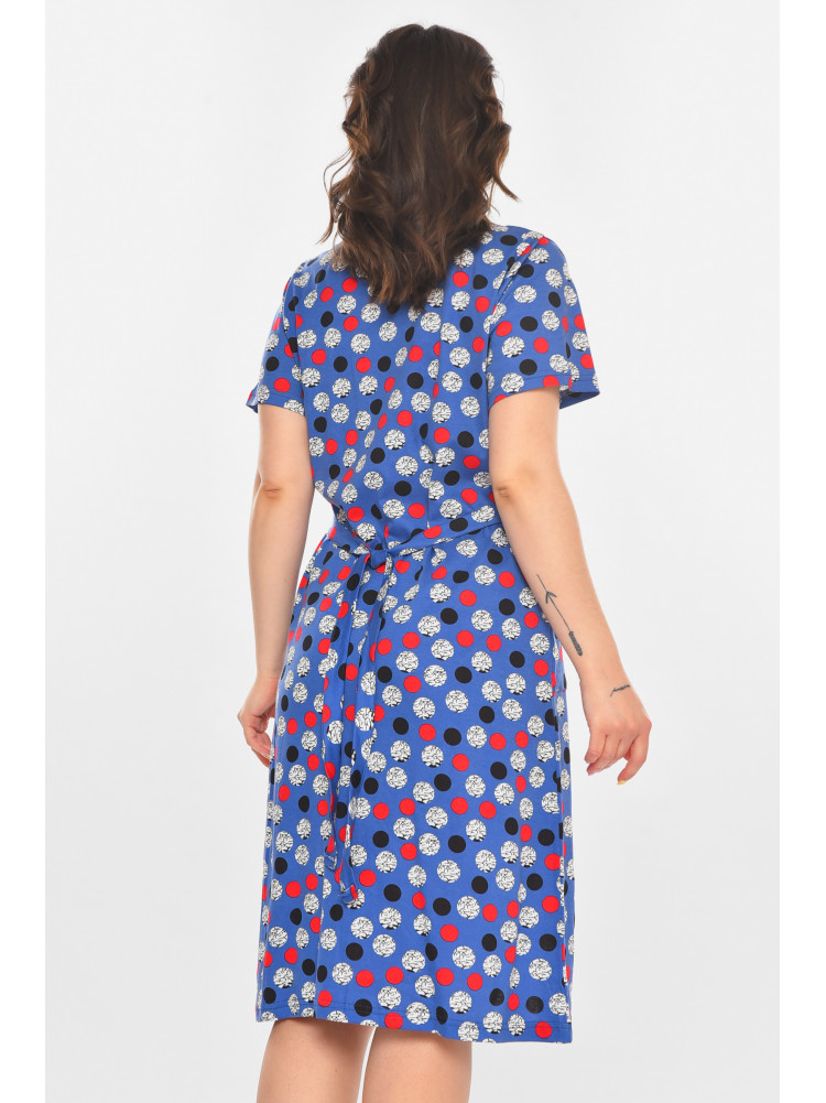 Халат женский полубатальный синего цвета с принтом AN-3050 211328C