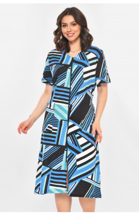 Халат женский полубатальный черного цвета с принтом AN-3050 211329C Халат женский полубатальный черного цвета с принтом AN-3050 211329C