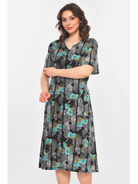 Халат жіночий напівбатальний чорного кольору з принтом AN-3050 211331C