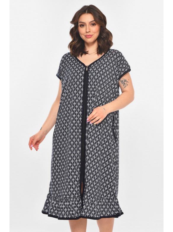 Халат женский батальный тёмно-синего цвета с принтом AN-3300 211332C