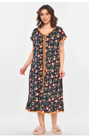 Халат женский батальный тёмно-синего цвета с принтом AN-3300 211333C Халат женский батальный тёмно-синего цвета с принтом AN-3300 211333C