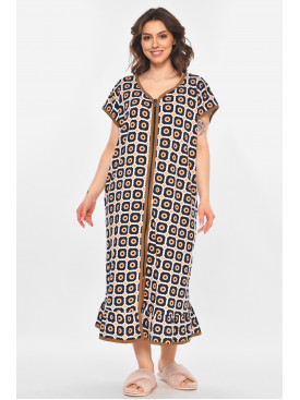 Халат жіночий батальний темно-синього кольору з принтом AN-3300 211334C