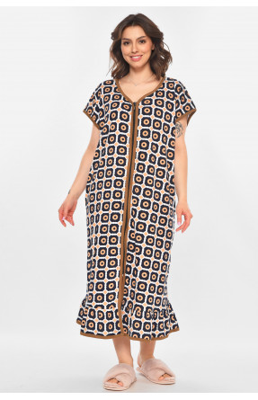 Халат женский батальный тёмно-синего цвета с принтом AN-3300 211334C Халат женский батальный тёмно-синего цвета с принтом AN-3300 211334C