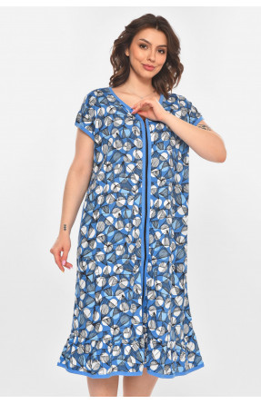 Халат женский батальный голубого цвета с принтом AN-3300 211335C