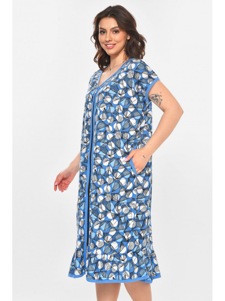 Халат женский батальный голубого цвета с принтом AN-3300 211335C