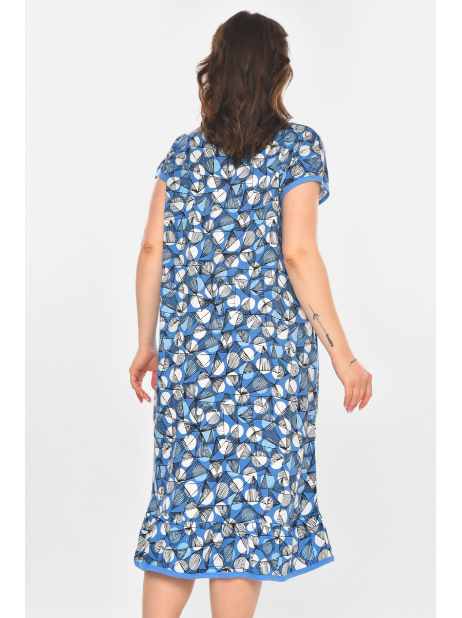 Халат женский батальный голубого цвета с принтом AN-3300 211335C