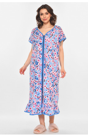 Халат женский батальный голубого цвета с принтом AN-3300 211336C