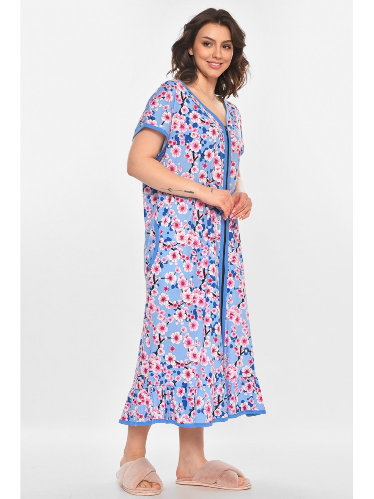 Халат женский батальный голубого цвета с принтом AN-3300 211336C