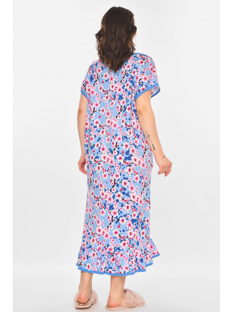 Халат женский батальный голубого цвета с принтом AN-3300 211336C