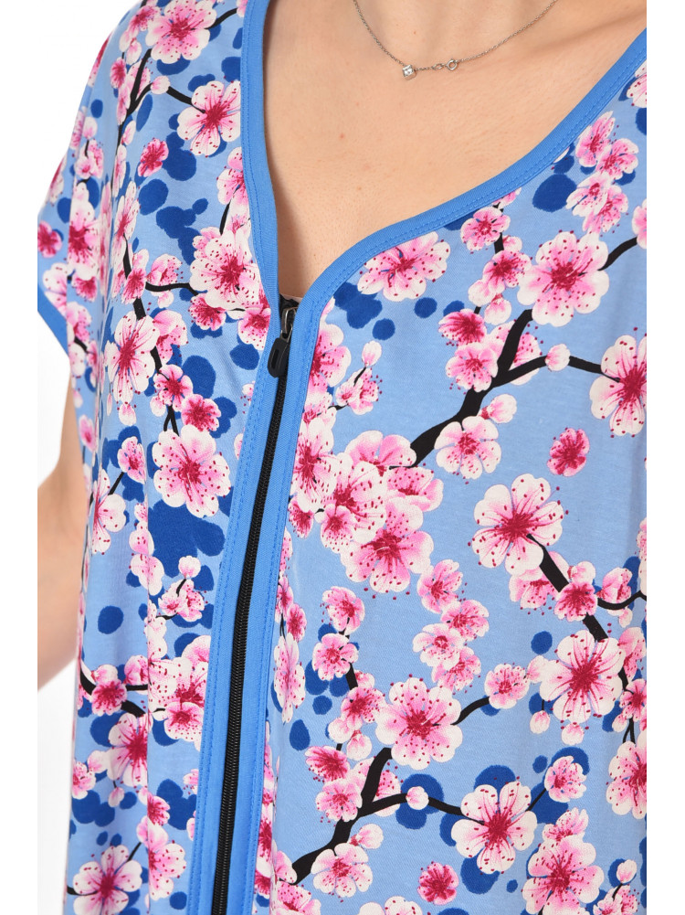 Халат женский батальный голубого цвета с принтом AN-3300 211336C