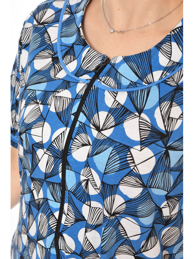 Халат женский полубатальный голубого цвета с принтом AN-3386 211337C