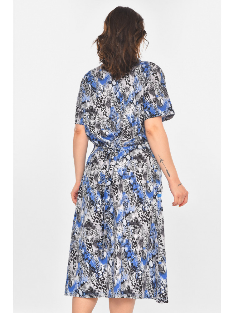 Халат женский полубатальный голубого цвета с принтом AN-3040 211342C