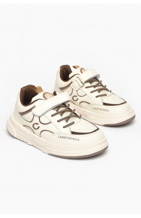 Кроссовки детские молочного цвета на липучке А761-3 211343C