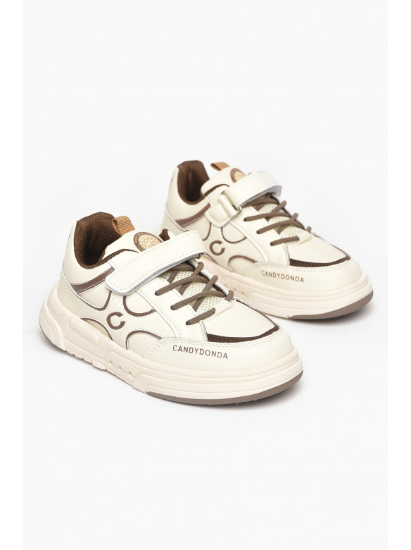 Кроссовки детские молочного цвета на липучке А761-3 211343C