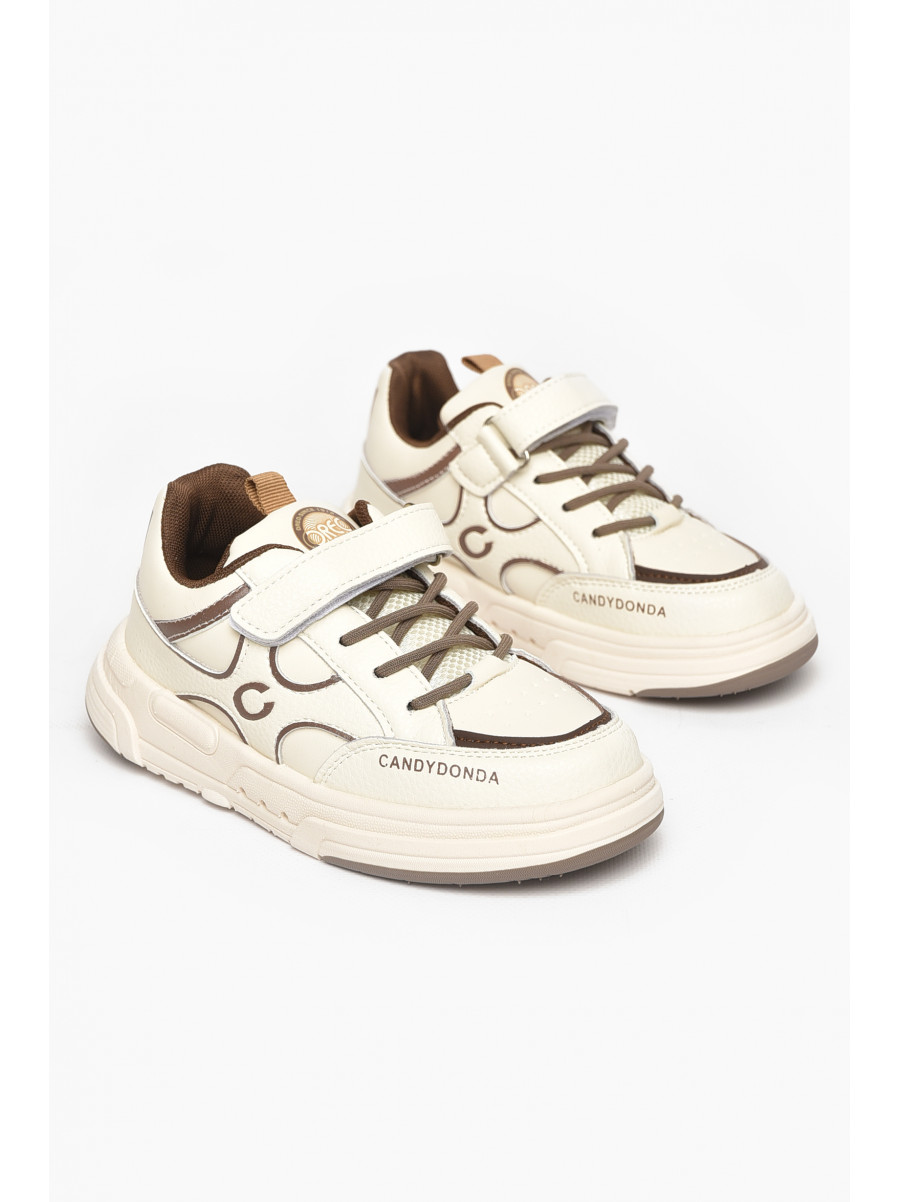 Кроссовки детские молочного цвета на липучке А761-3 211343C