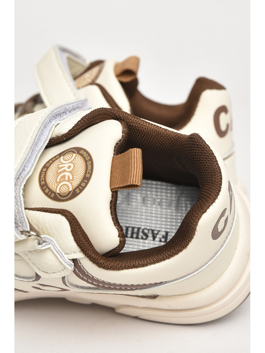 Кроссовки детские молочного цвета на липучке А761-3 211343C