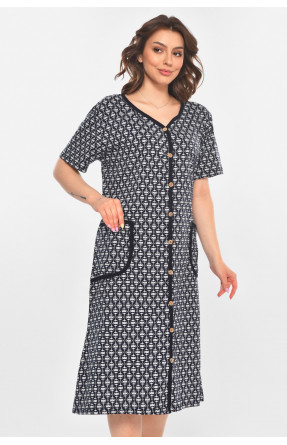 Халат женский полубатальный тёмно-синего цвета с принтом AN-3040 211344C