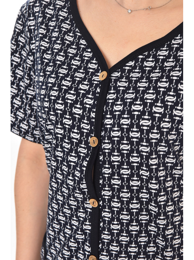 Халат женский полубатальный тёмно-синего цвета с принтом AN-3040 211344C