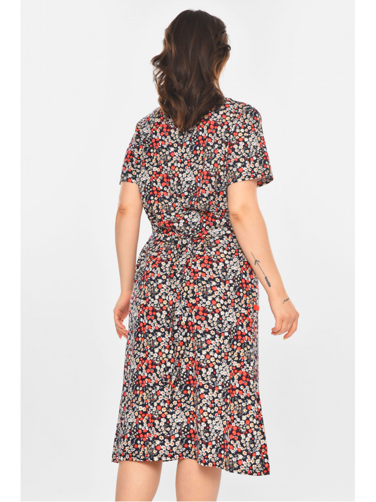 Халат женский полубатальный тёмно-синего цвета с принтом AN-3040 211346C