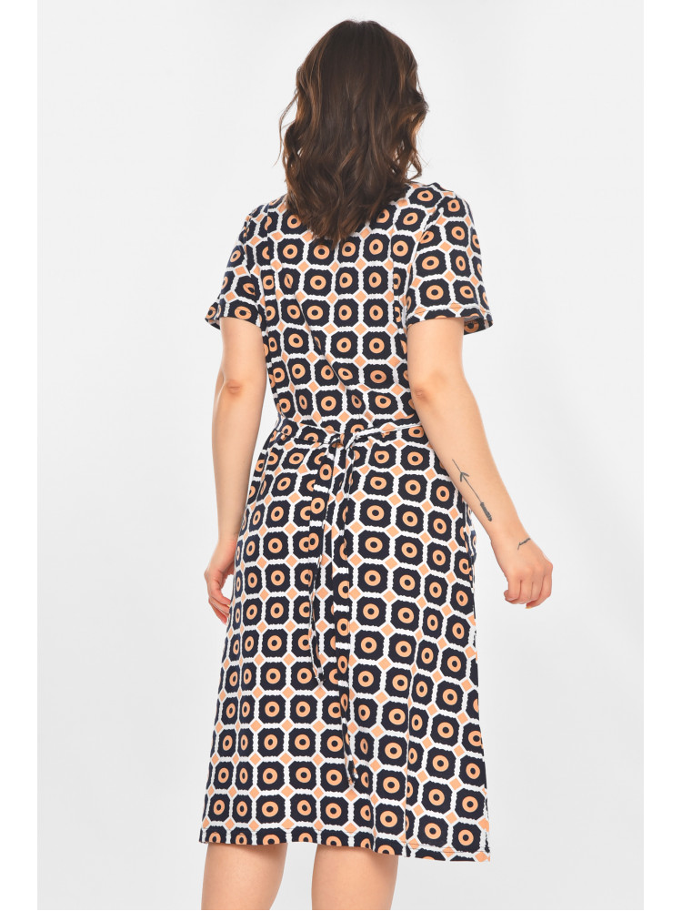 Халат женский полубатальный тёмно-синего цвета с принтом AN-3040 211347C